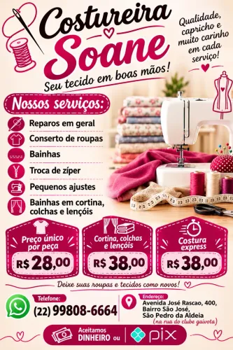 COSTUREIRA - AJUSTES/CONSERTOS EM GERAL