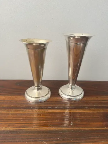 Par de vaso tulipa banho de prata