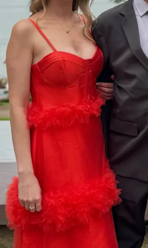vestido laranja longo de festa