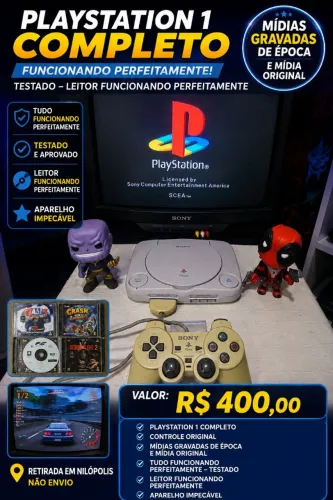 Playstation 1 Completo Funcionando Perfeitamente Testado