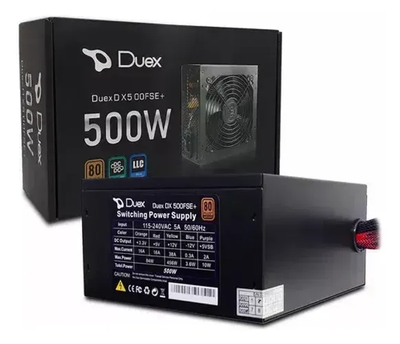 Fonte Duex 500fse+, 500w, 80 Plus Bronze, Pfc Ativo Cor Preto