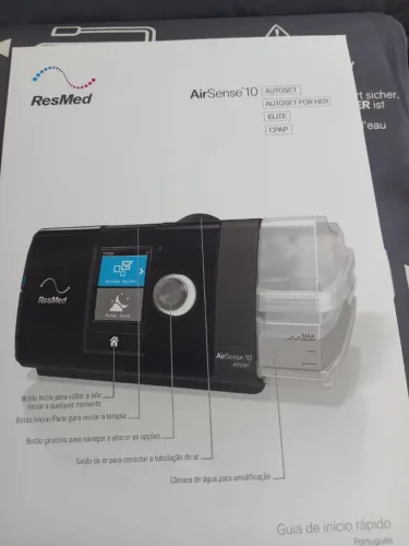 CPAP AIRSENSE10  COM UMIDIFICADOR RESMED e MÁSCARA NASAL DREAMWEAR