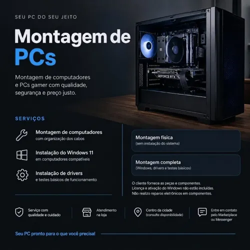 Serviço de Montagem de PCs e Computadores em geral e instalação de SO