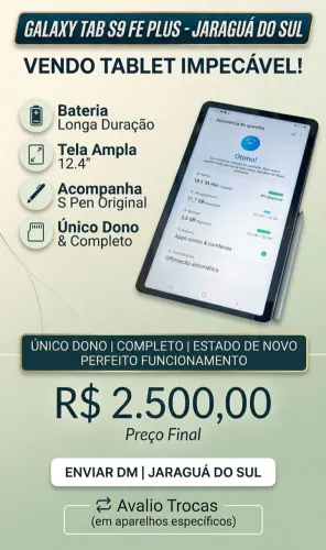 Galaxy Tab S9 FE Plus 128GB (Tela 12.4") - Completo + Capa