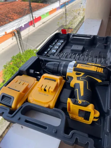 Parafusadeira Furadeira Bateria 2 Baterias + Kit Maleta Completa Indobest Pronta Entrega