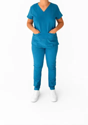 Conjunto Pijama Cirúrgico Feminino Azul Turquesa PP