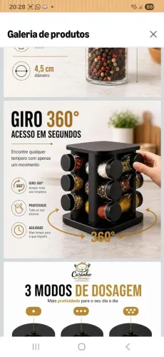 SUPORTE PARA TEMPERO 13 PEÇAS
