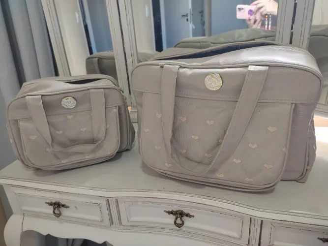 Kit Bolsa Maternidade 2 Peças Bege Matelassê (Usado)