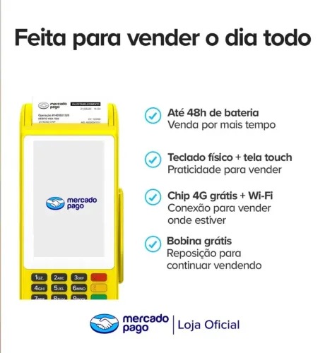 Maquininha De Cartão Mercado Pago Point Pro 3 4g Wifi E Nfc<br>