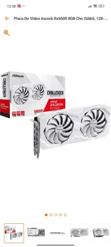 Vendo RX 6600 branca 8GB