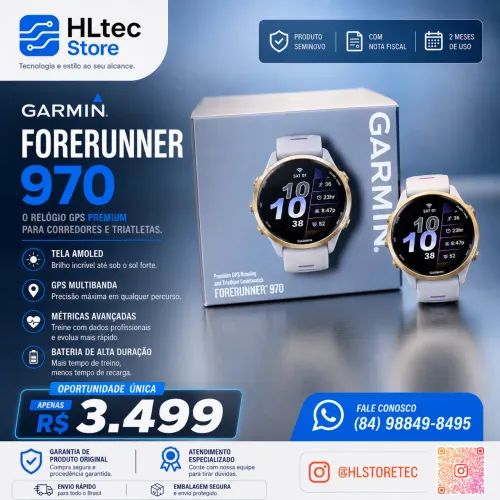 Garmin Forerruner 970, 2 meses de uso, com nota