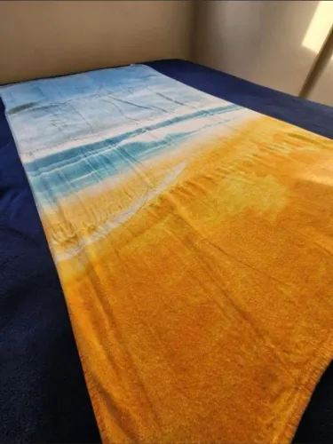 toalha de praia enorme desenho do mar muito macia e confortável