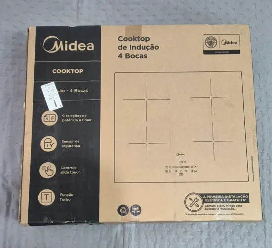 Cooktop de Indução 4 Bocas Midea Novo, na caixa, nunca utilizado.