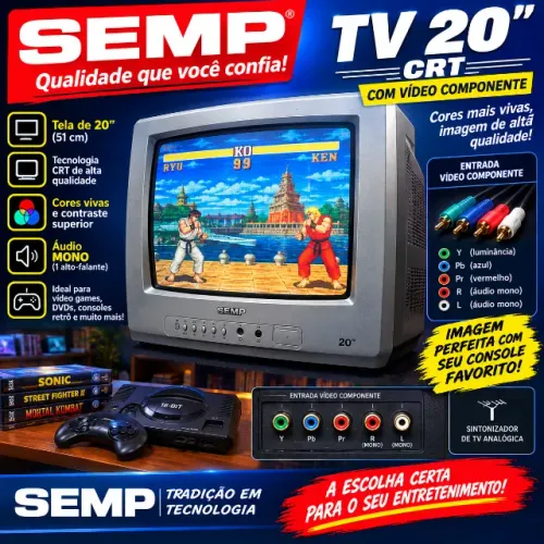 Tv 20 polegadas CRT Semp av/ vídeo componente
