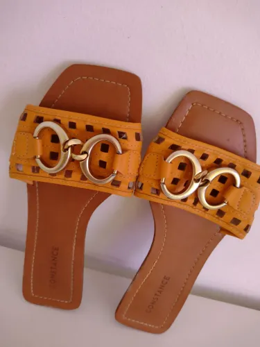Chinelo couro Constance  herança hexa super leve calç 37 38 perfil 