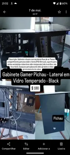 Gabinete Gamer vidro temperado 