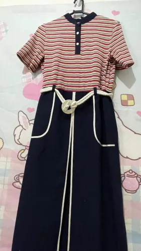 Japan Vintage 70/80 Nautical Dress + Cinto Corda Original