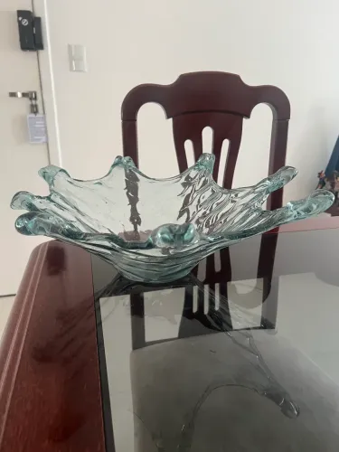 Centro de mesa de vidro texturizado grande - 42 cm