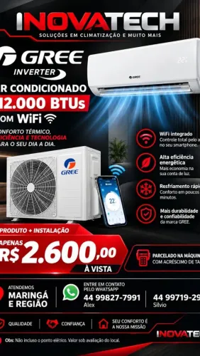 Ar condicionado GREE INVERTER 12K BTUS