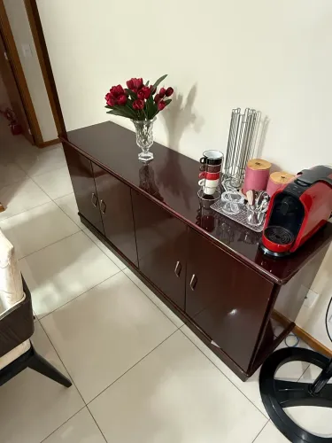 Aparador Adega Moderno - Madeira Imbuia com Gaveta e Nichos