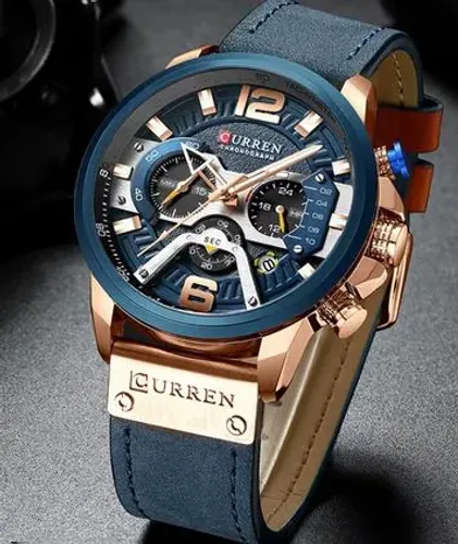 Relógio azul - PULSEIRA DE COURO - CURREN