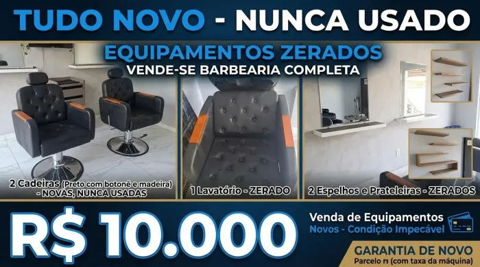 EQUIPAMENTOS DE BARBEARIA 100% NOVOS!