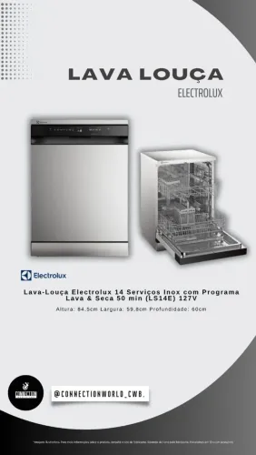 Lava-Louça Electrolux 14 Serviços<br>Inox com Programa Lava & Seca<br>50 min (LS14E) - 127V