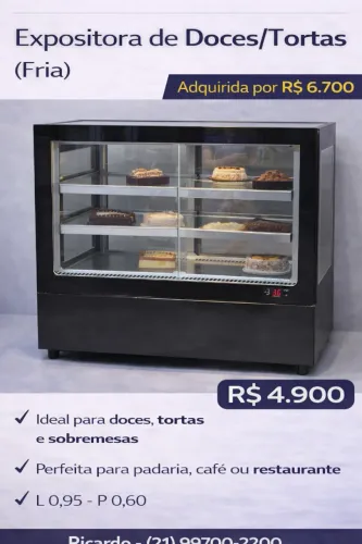 EXPOSITORA DE TORTAS REFRIGERADA 0,95 L x 0,65 P- TITAN 220V