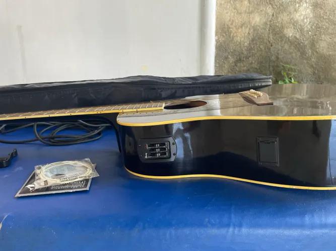 Violão Ibanez Eletroacústico V70CE-BK + Capa + Cabo + Capotraste (Plugado)