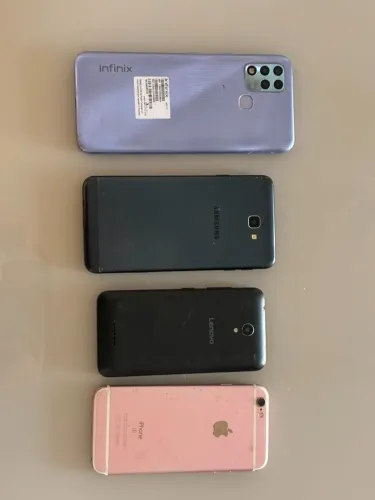 Lote com 4 Celulares (Infinix, Samsung, Lenovo e iPhone 6s) - Para Peças ou Conserto