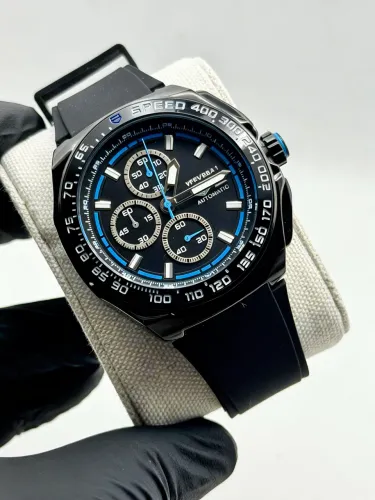 Relógio Tag H. F1 Azul Premium Cronógrafo Funcional Pulseira Silicone Azul Escuro