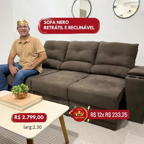 PROMOÇÃO URGENTE - Sofá de Luxo RETRÁTIL RECLINÁVEL 3 Lugares Nero Marrom