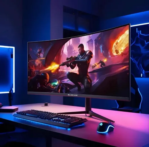 ? Monitor Gamer Bluecase 27? Curvo Full HD 165Hz 1ms - Completo na Caixa