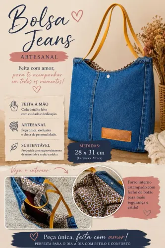 Bolsa de ombro jeans