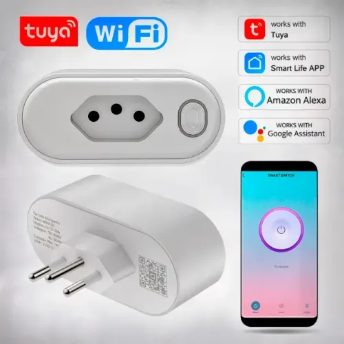 Soquete Inteligente Tomada Tuya Wifi 16a Casa Inteligente Comando de Voz Novo