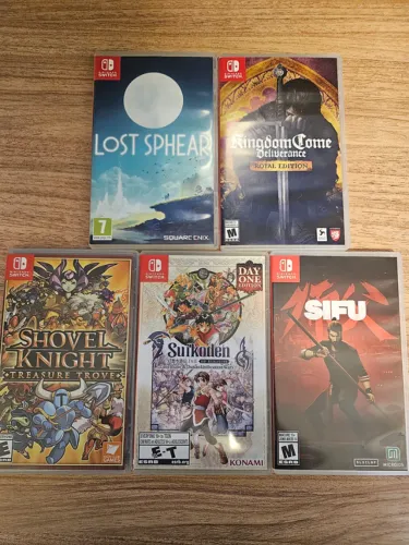 Lote 01 Switch 5 jogos Sifu, Lost Sphear, Suikoden, ShovelKnight, Kingdom Come Deliverance