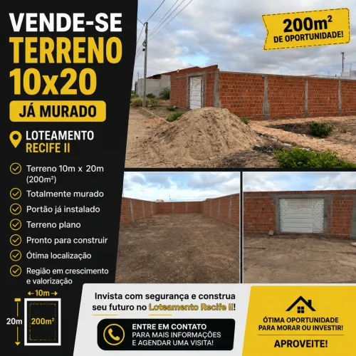 VENDE-SE TERRENO 10x20 - LOT. RECIFE II