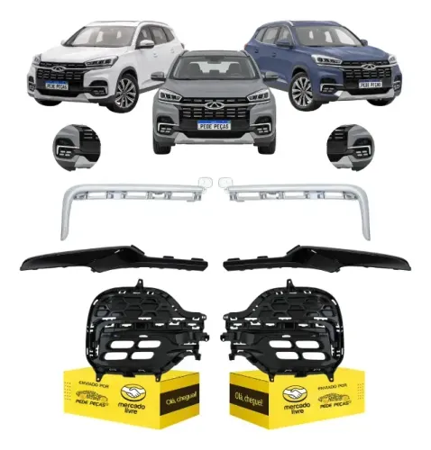 Kit Completo Grade Moldura Milha Friso Tiggo 8 2021 22 2023