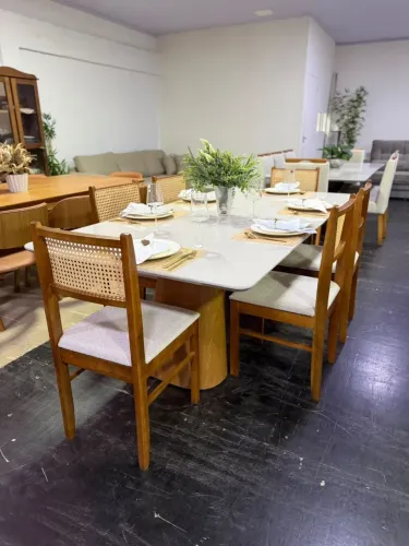 Mesa de Jantar lírio com 6 cadeiras 2.20x1.10