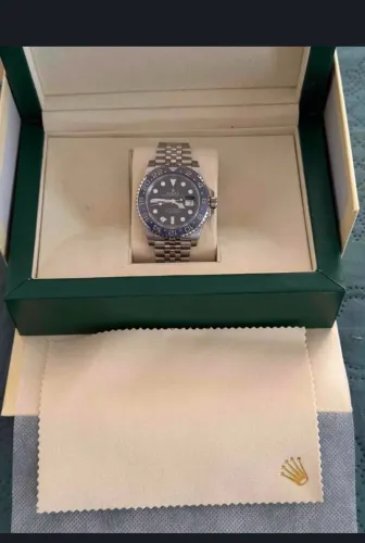 Rolex GMT master 2 jubile azul súper clone 3285 com caixa e cartão NFC