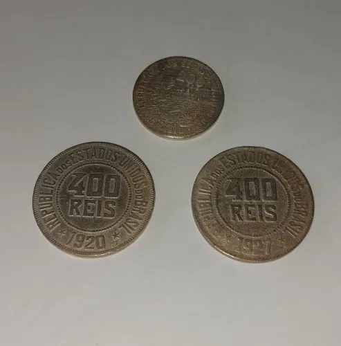 Lote Com 3 Moedas Antigas Do Brasil República (1901, 1920 e 1927) RÉIS