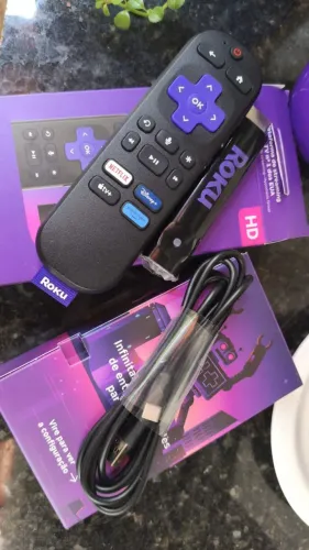 Roku Streaming Stick 2025 Para Tv Hd/fhd Controle Por Voz Preto De Voz