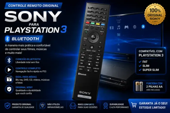 Controle Remoto Bluetooth Original Sony para PlayStation 3 (PS3)