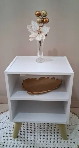Mesa de cabeceira em MDF Novo Branco 