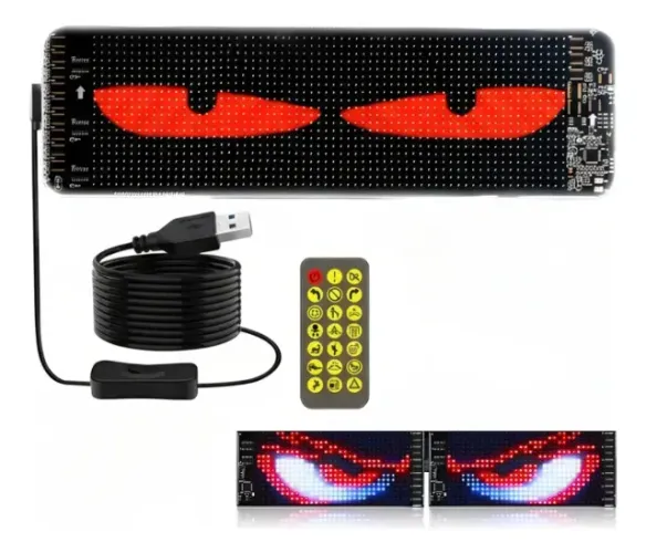 Painel Luz Rgb Tela Led Matriz 16x64 Flexivel Olhos Carro