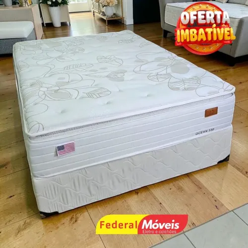Cama Casal Box Colchão Plumatex e Base Padrão 1,38m - Oferta Especial 