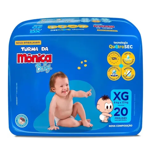 Fralda XG turma da Mônica 20 unidades