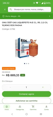 Gás de refrigeração R404,R22, R134