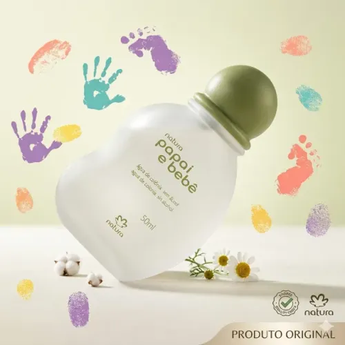 Natura Papai e Bebê Água de Colônia Sem Álcool 50ml - Original - Aroma Suave - Presente