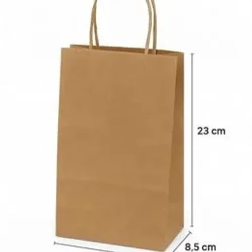 Sacola Kraft 15x23x8,5 100g c/ 10 unidades R$ 9,00 e c/ 100 unidades R$ 78,00